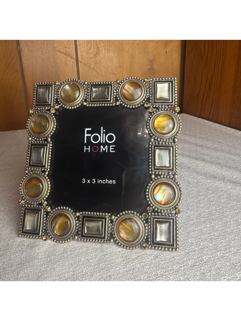 Folio Home 3x3 Silver Tone Picture Frame With Iridescent Gem Accents